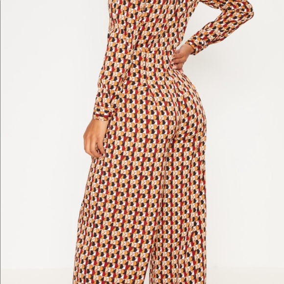 Rust Geometric Wide leg Jumpsuit - Picture 3 of 3